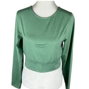 Isla Movement Sage Green Crop Top Open Back Soft Stretch Fabric SZ XL Athleisure
